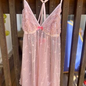 Elegant Pink Lace Nightgown